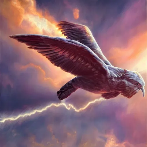 Image similar to elon musk with wings, flapping its wings flying in sunset sky, oil on canvas, portrait, intricate, 8k highly professionally detailed, HDR, CGsociety