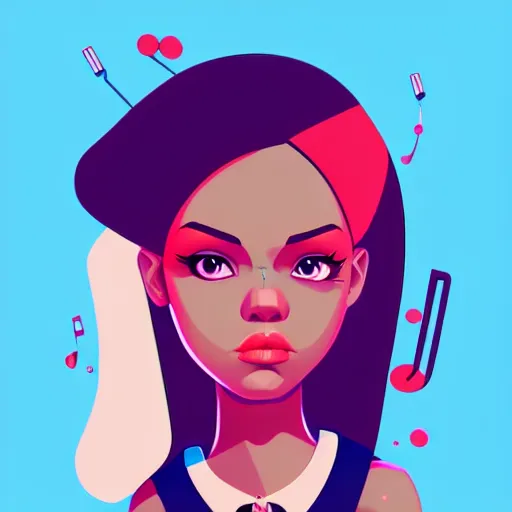 Image similar to 2 d character design, female rapper, vector art, digital art, portrait, 4 k, 8 k, sharp focus, smooth, illustration, concept art, music artist