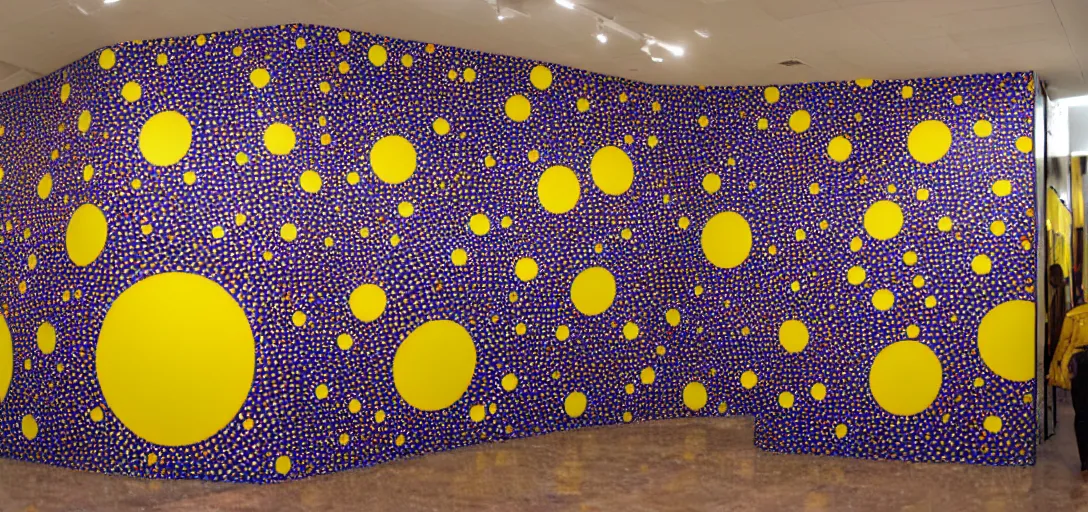 Prompt: morning sun by yayoi kusama