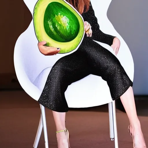 Image similar to emma watson as an avocado chair