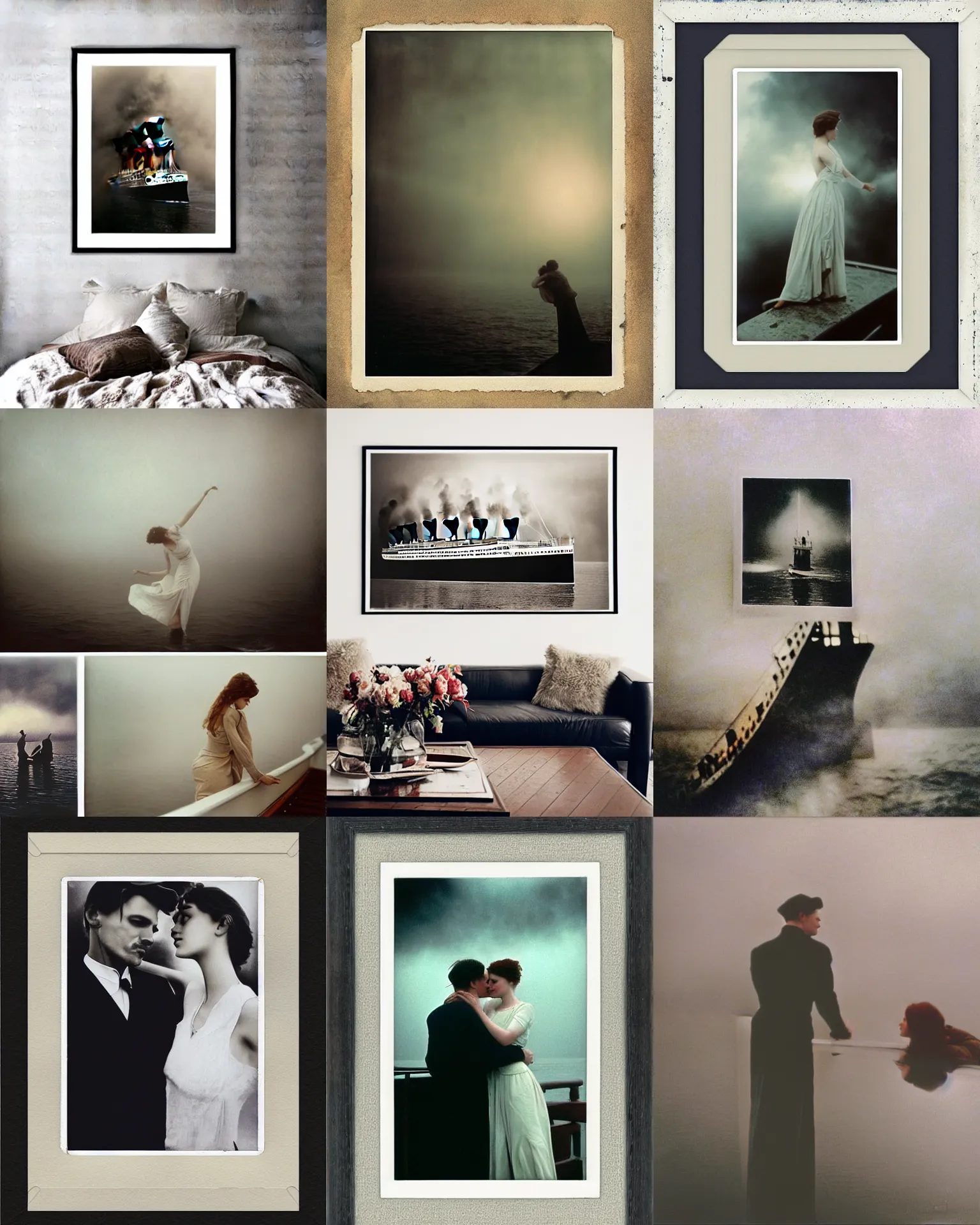 Prompt: titanic , Cinematic focus, Polaroid photo, vintage, neutral colors, soft lights, foggy, by Steve Hanks, by Serov Valentin, by lisa yuskavage, by Andrei Tarkovsky