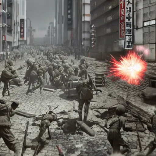 Prompt: Tokyo 1940 world war 2 footage alternate reality art station hyper-realistic