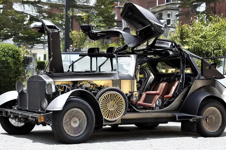 Image similar to steampunk 1 9 2 2 delorean