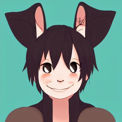 Image similar to tags : animal ears, smile, digital art