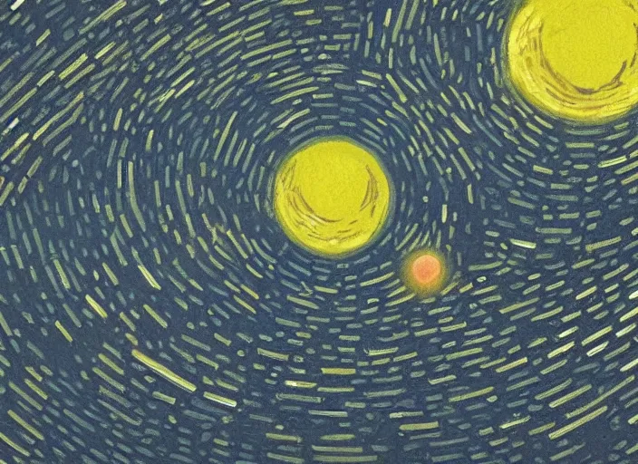 Prompt: 3d render of an egg shaped planet flying through interstellar space depicted by Vincent van Gogh