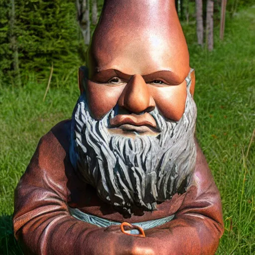 Prompt: magnificent sculpture of famous karelian bald gnome, well lighted, high detail photo