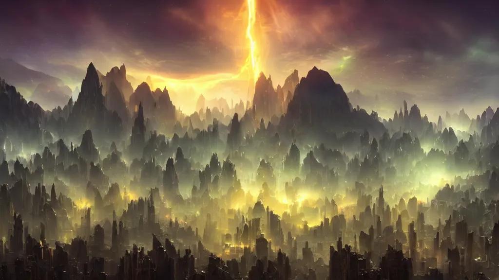 Image similar to incredible protoss city marc adamus, beautiful dramatic lighting