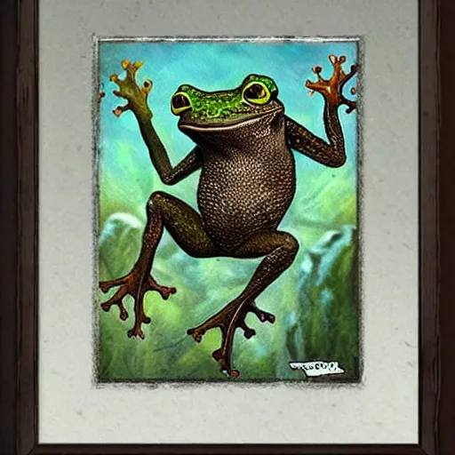 Image similar to treeborn frog, fantasy art