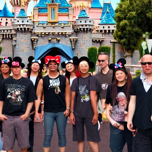 Image similar to a group of gangsters at disneyland