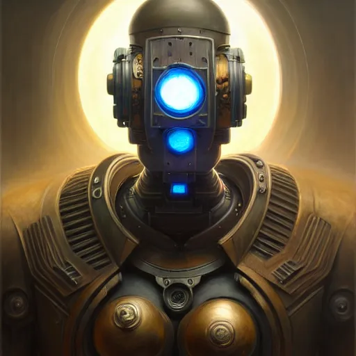 Image similar to low angle shot of a cyberpunk gazmask robot character, intricate, elegant, highly detailed, centered, digital painting, artstation, concept art, smooth, sharp focus, illustration, artgerm, Tomasz Alen Kopera, Peter Mohrbacher, donato giancola, Joseph Christian Leyendecker, WLOP, Boris Vallejo