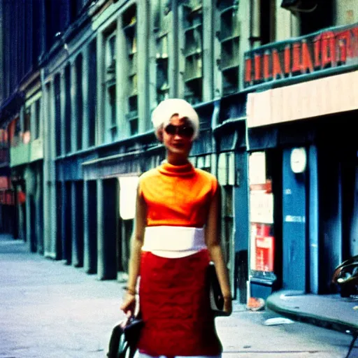Image similar to street photography in new york, 1 9 6 0 s, ektachrome, featured on flickr, photographed on expired film