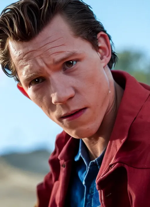 Prompt: film still of Tom Holland as Roger Murtaugh in Lethal Weapon, 4k