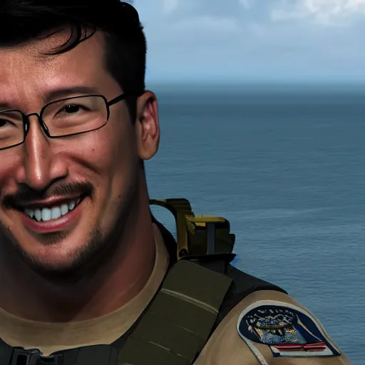 Image similar to markiplier as a us navy seal, cinematic lighting, photorealistic