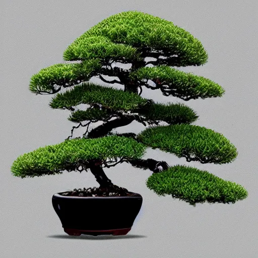 Prompt: miniature of a bonsai in a cup, concept art, digital art, well detailed, trending on artstation, HDR