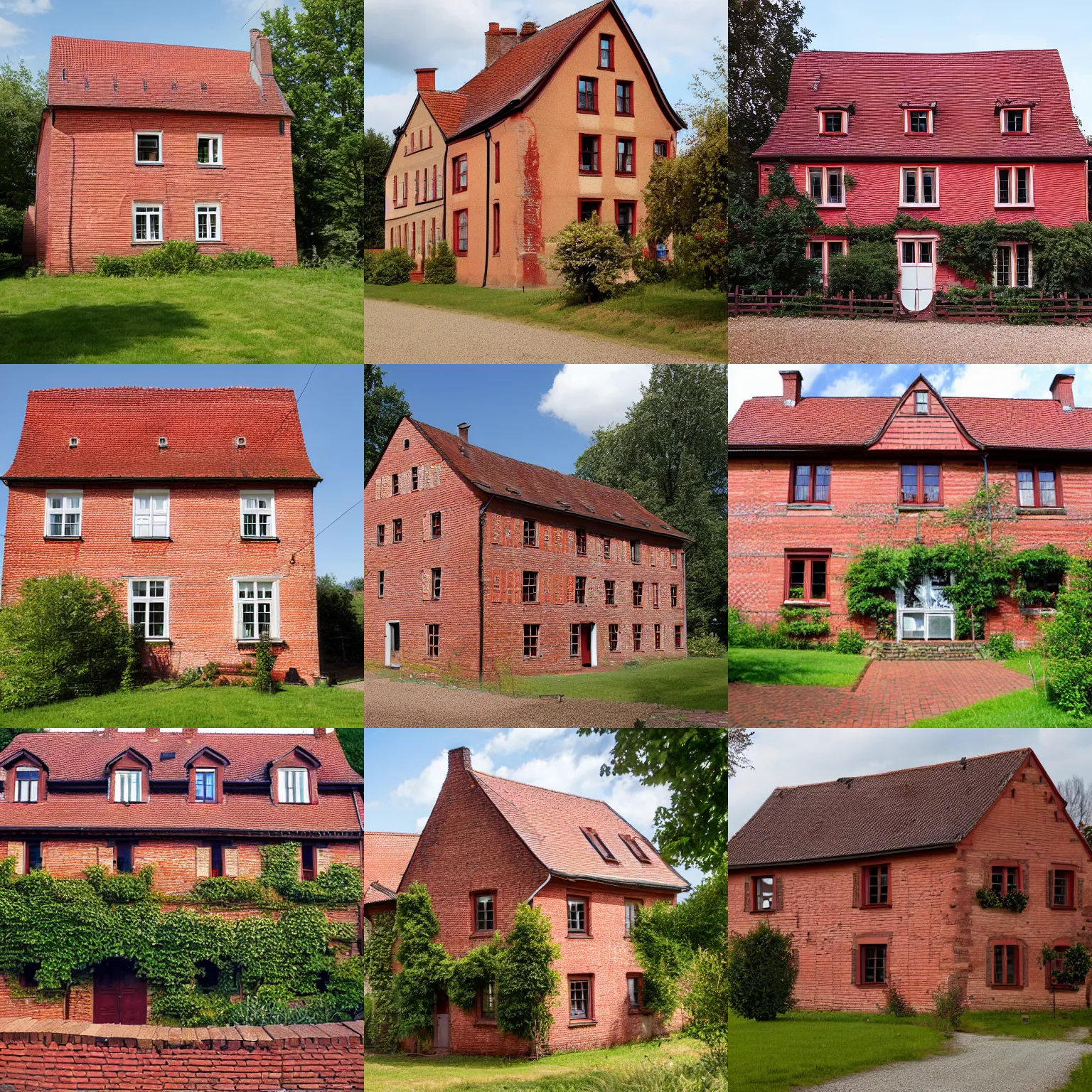 Prompt: 1 8 8 0 s german farmhouse, red bricks, lower saxony