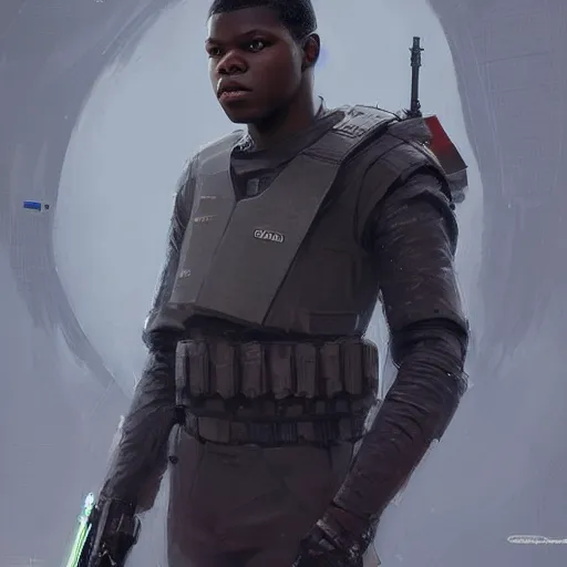 Prompt: portrait of a man by greg rutkowski, he looks like john boyega, star wars expanded universe, he is about 2 0 years old, wearing the tactical gear of the galactic alliance, digital painting, artstation, concept art, smooth, sharp foccus ilustration, artstation hq