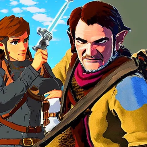 Image similar to quentin tarantino in the video game breath of the wild