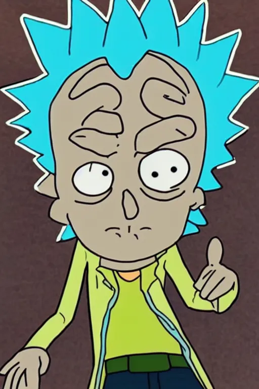 Image similar to a cross between rick sanchez and morty