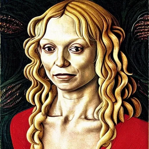 Image similar to brittney spears as gollum, elegant portrait by sandro botticelli, detailed, symmetrical, intricate