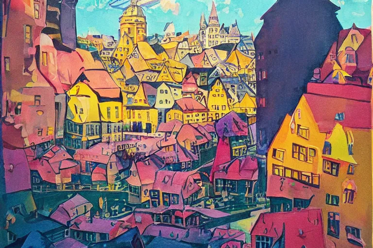 Prompt: !! gouache!! luxemburg in a sunny day, artwork by tooth wu, colorful contrast,!!!! very coherent!!!!, dark shadow, thick lineart