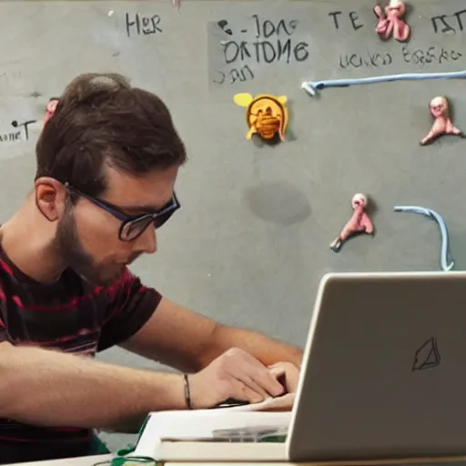 Prompt: claymation of a programmer during crunch time