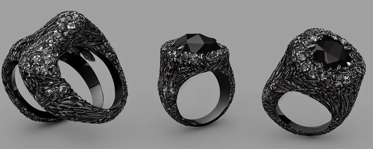 Prompt: black magic crystal ring, fire, flame, ashes, smooth, crystal, engravings, diamonds, product design, jewelry, colorful, art by gerald brom, greg rutkowski and artgerm, photo realism, unreal engine, c 4 d