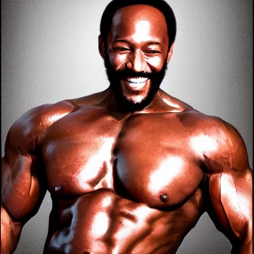 Image similar to marvin gaye with a physique of a body builder, hyper realistic, ultra detailed, cinematic, dynamic lighting, photorealistic, refined, intricate, digital art, digital painting, masterpiece, 8k,