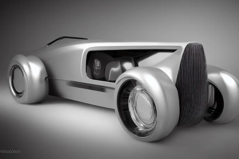 Image similar to Studio photograph a concept 1930s cyberpunk car. 8k. Studio lighting.