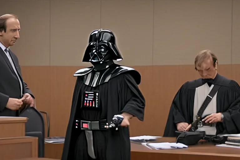 Image similar to darth vader in court being defended by saul goodman, court images, 1 0 8 0 p, court archive images