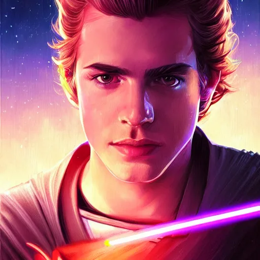 Image similar to anakin skywalker ( hayden christensen ) star wars attack of the clones, digital painting bioluminance alena aenami artworks in 4 k design by lois van baarle by sung choi by john kirby artgerm style pascal blanche and magali villeneuve