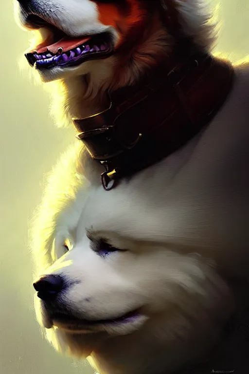 Image similar to heroic samoyed portrait by anna podedworna and greg rutkowski