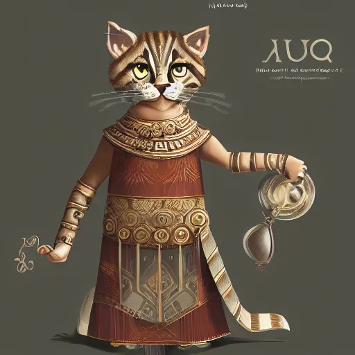 Image similar to illustration of the roman emperor augustus neko man half cat, character design, art station, epic, elegant, masterpiece, in the style by nikita diakur