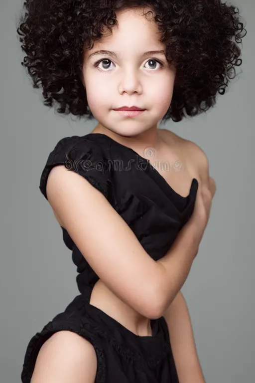 Image similar to beautiful cottagecore of a girl with short black curly hair, round face. Clean background. elegant. highly detailed, sharp, focus, illustration. Photo by Brian Ingram