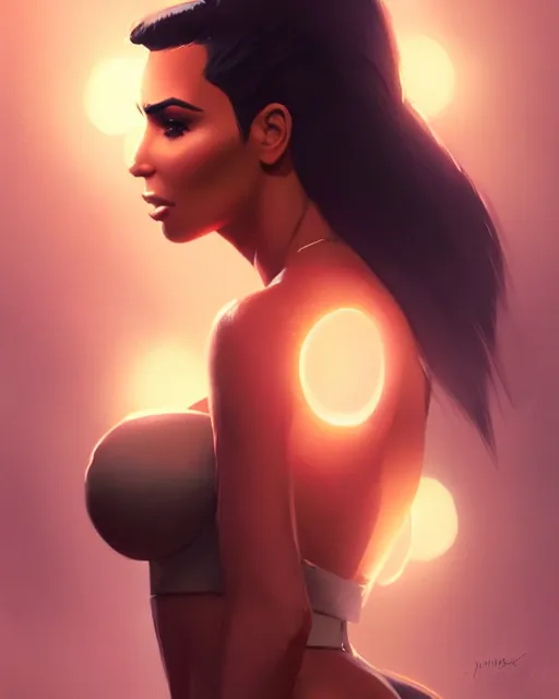 Image similar to Kim Kardashian, medium shot close up, details, sharp focus, illustration, by Jordan Grimmer and greg rutkowski, Trending artstation, pixiv, digital Art