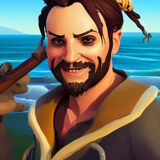 Image similar to painting jack the pirate on sea of thieves game avatar hero smooth face median photoshop filter cutout vector behance hd by jesper ejsing, by rhads, makoto shinkai and lois van baarle, ilya kuvshinov, rossdraws, illustration, art by ilya kuvshinov and gustav klimt