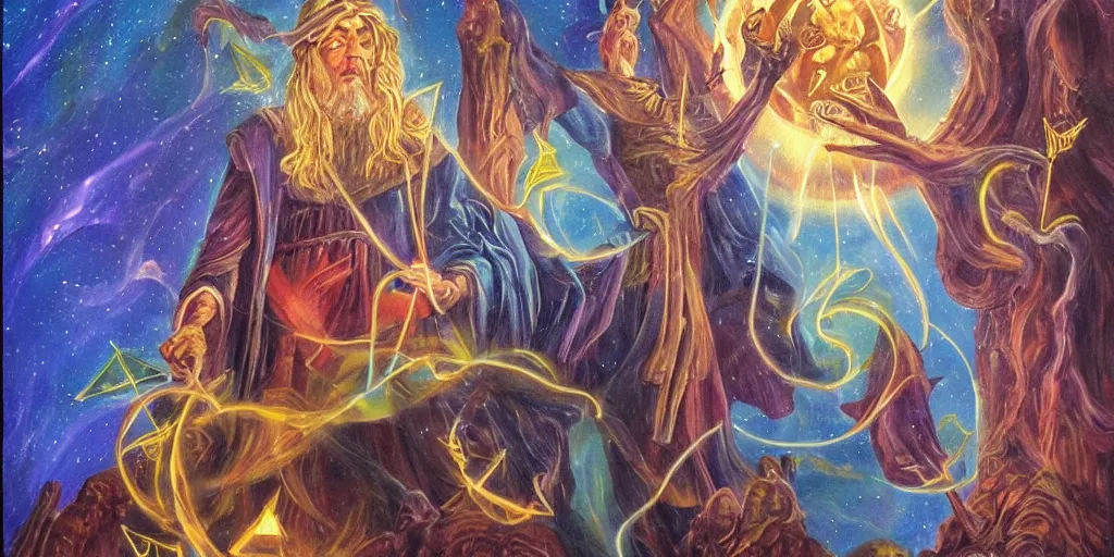 Image similar to magical tarot card held up by a wizard with a glow of power, oil painting, detailed