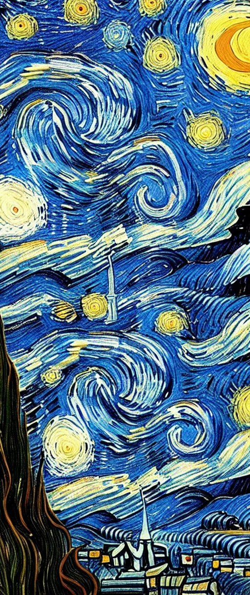 Image similar to painting of new york in the style of starry night