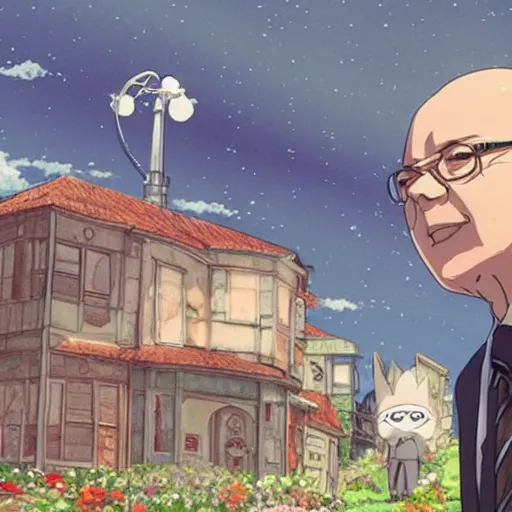 Prompt: “ anime klaus schwab by studio ghibli, very detailed, film still ”