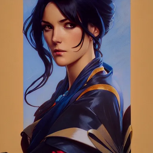 Prompt: highly detailed vfx portrait of nico robin, greg rutkowski, loish, rhads, makoto shinkai, tom bagshaw, alphonse mucha, sharp focus, art by artgerm and greg rutkowski, stanley kubrick, backlit, harsh overhead sunlight, blue eyes,