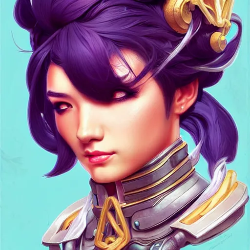 Image similar to head and shoulders portrait of VI from League of Legends, illustration, medium shot, intricate, elegant, highly detailed, digital art, ffffound, art by JC Leyendecker and sachin teng