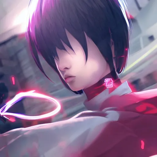 Image similar to neo fighting security. Epic keyframe. Ilya Kuvshinov, rossdraws.