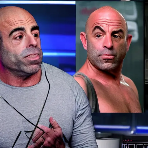 Image similar to Joe Rogan spurting fake news from his meatbits