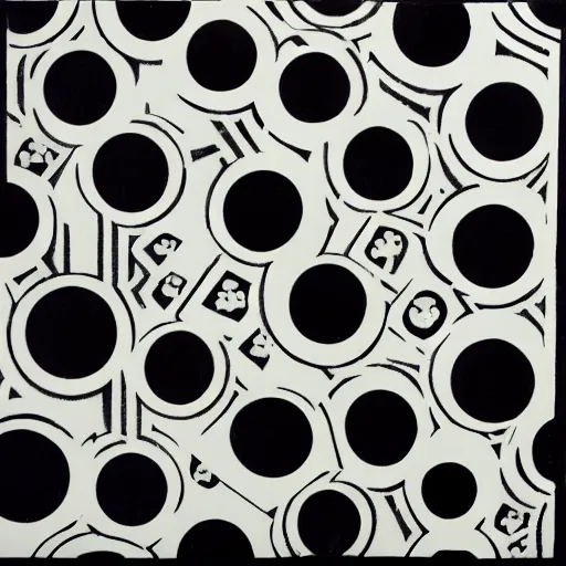 Image similar to a pattern made out of dices, black and white, woodcut, beardsley, aubrey, crepax, guido, moholy - nagy, laszlo