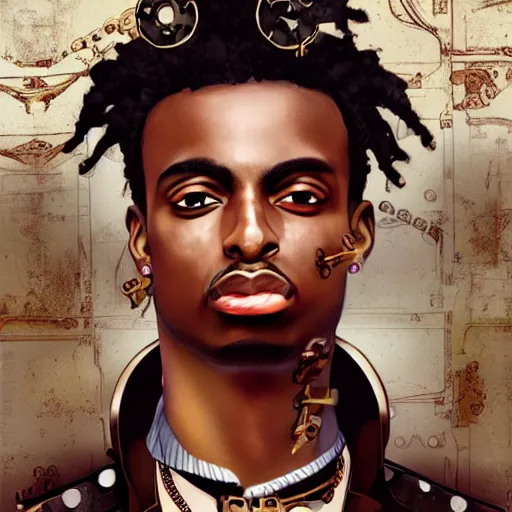 Image similar to playboi carti in steampunk style digital art 4 k the detailed super realistic