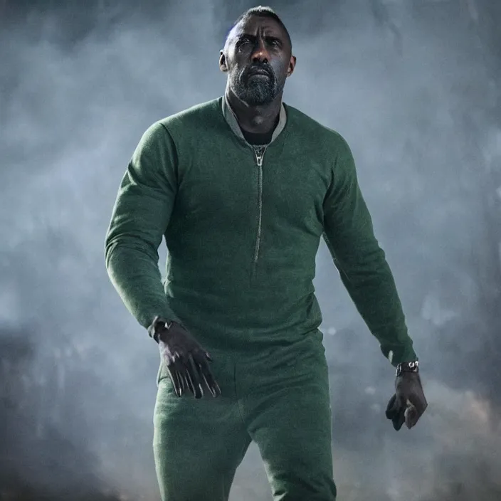 Image similar to film still of Idris Elba as Green Lanturn in new DC film, photorealistic 4k