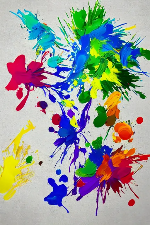 Image similar to table tennis art, paint splatters colorful