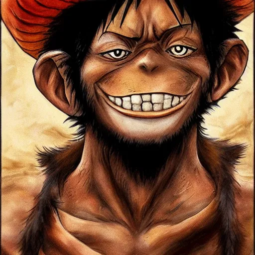 Prompt: realistic monkey. d luffy from one piece