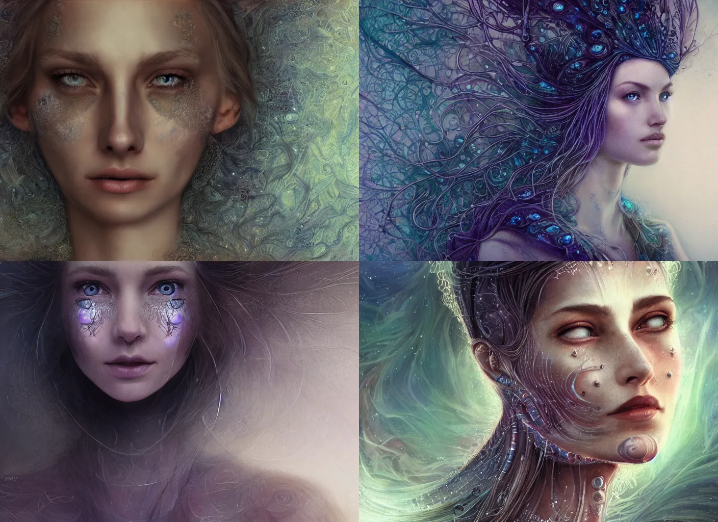 Prompt: realistic character concept, noridc princess with lots of fractals in the face, elegant pose, scifi, illustration, symmetrical face and body, artstation, cinematic lighting, hyperdetailed, 8 k, inspirate by michael shapcott, inspirate by melissa forman, insanely detailed and intricate, elegant, dark fractal background, vfx, art deco, postprocessing