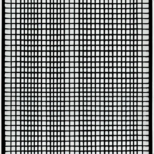 Prompt: colorful dots placed on a grid with grey lines and a white outline, black background, numbers above and to the right of the grid