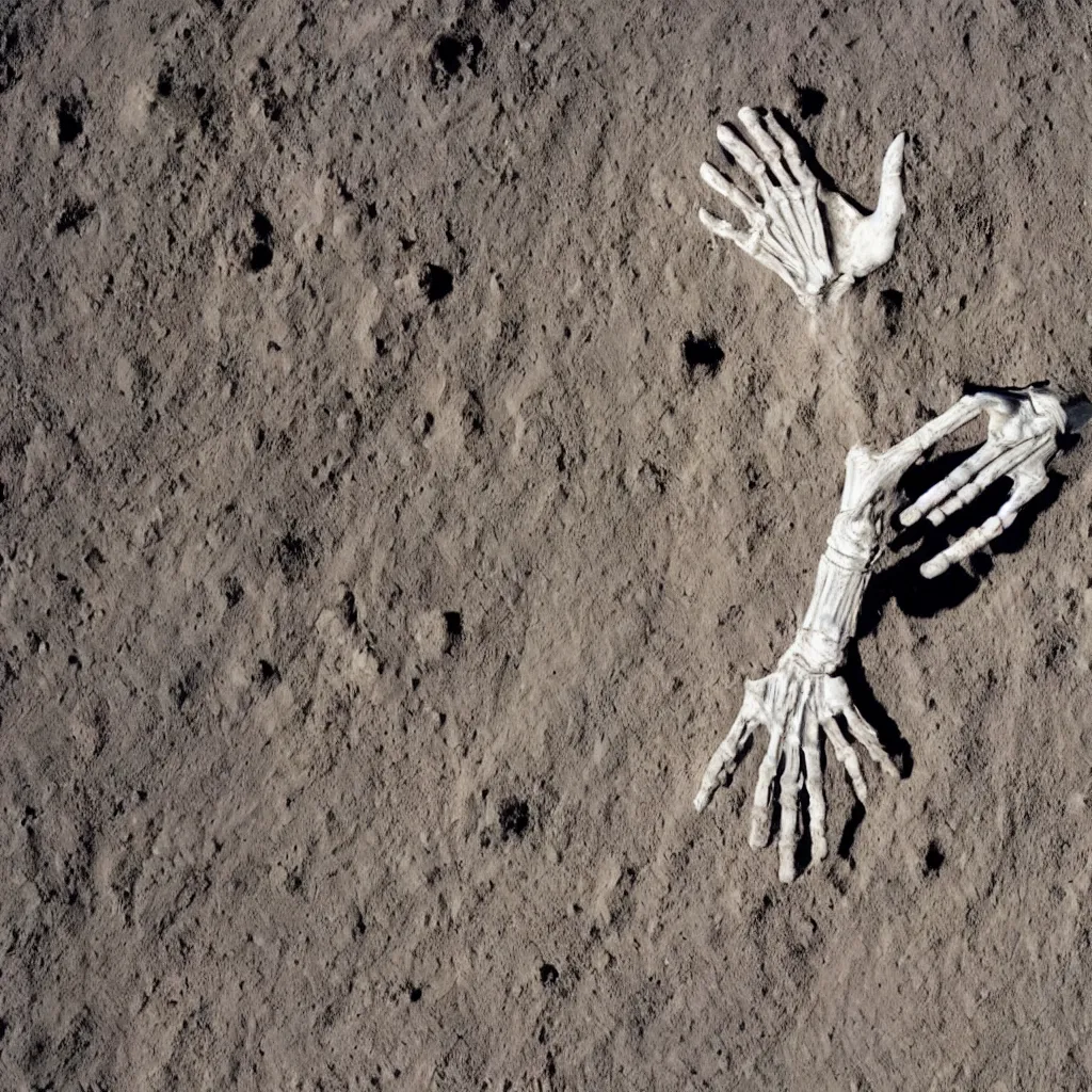 Prompt: a huge skeletal hand grasps earth from space